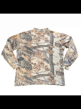 Vintage Duofold Camouflage Shirt Mens XL Long Sleeve Pull Over Distressed